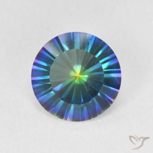 1.58ct Natural Azul multicolor Cuarzo Místico, Redondo, VVS