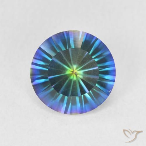 Cuarzo místico multicolor natural de 1,59 ct, corte redondo, VS