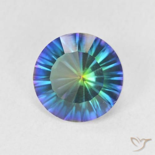 Cuarzo místico multicolor natural de 1,59 ct, corte redondo, VS