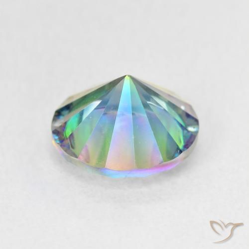 Cuarzo Místico Azul multicolor natural de 1.72 ct, Redondo, VS