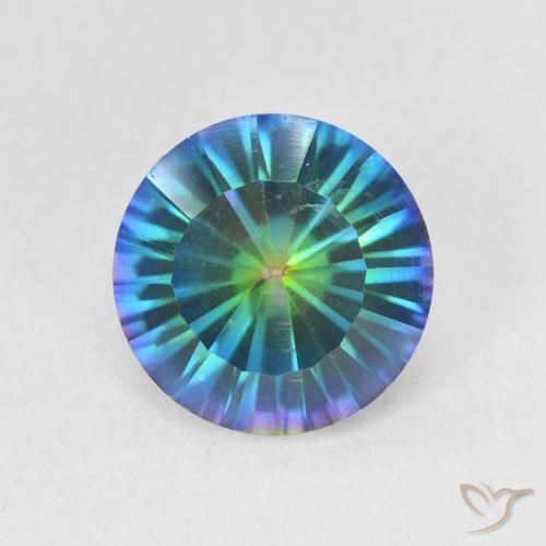 Cuarzo místico multicolor natural de 1,42 ct, corte redondo, VS