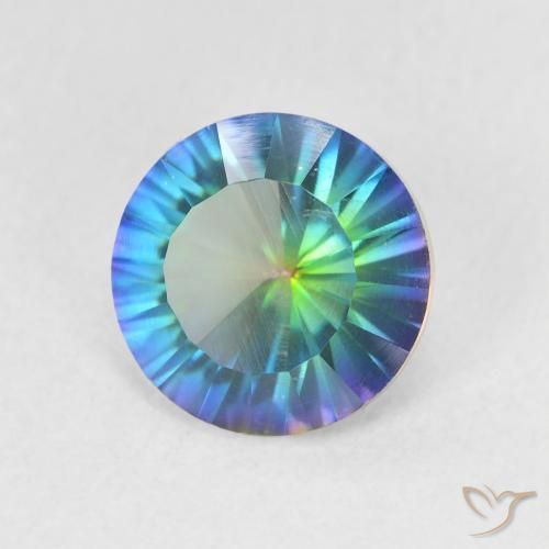 Cuarzo místico multicolor natural de 1,42 ct, corte redondo, VS