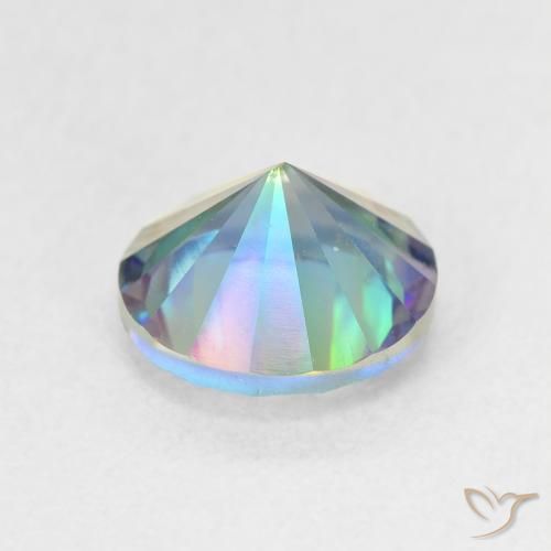 Cuarzo místico multicolor natural de 1,42 ct, corte redondo, VS