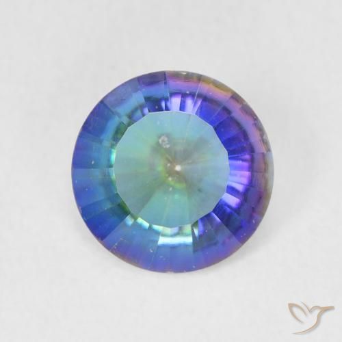 1.76ct Natural Azul multicolor Cuarzo Místico, Redondo, VS, Photo A
