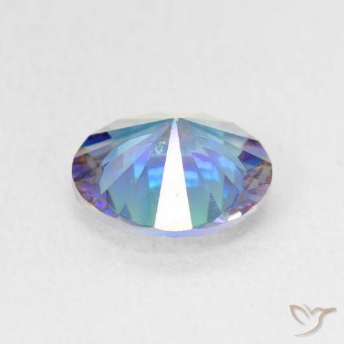 Cuarzo Místico Azul multicolor natural de 1.76 ct, Redondo, VS