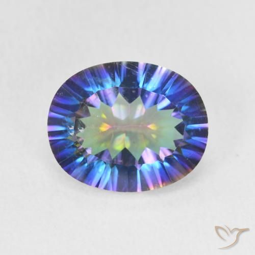 Cuarzo místico multicolor natural de 3,26 ct, corte óvalo, VS