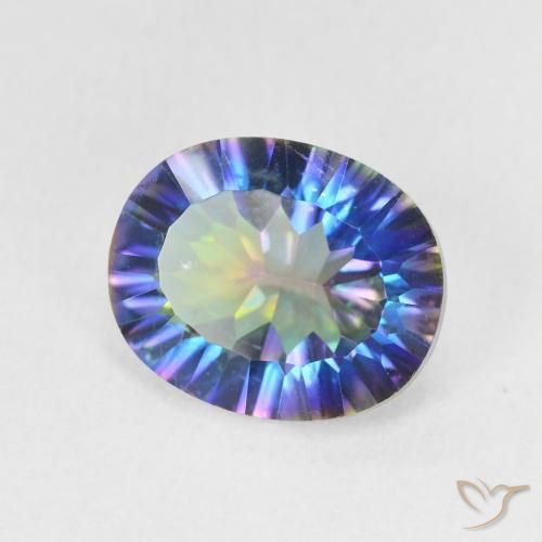 Cuarzo místico multicolor natural de 3,26 ct, corte óvalo, VS
