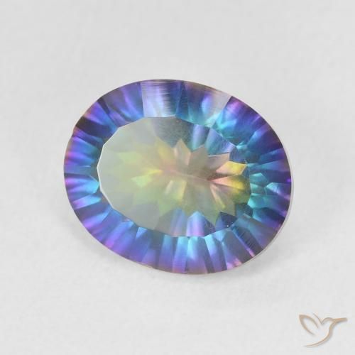 Cuarzo Místico Azul multicolor natural de 3.21 ct, Ovalada, VS