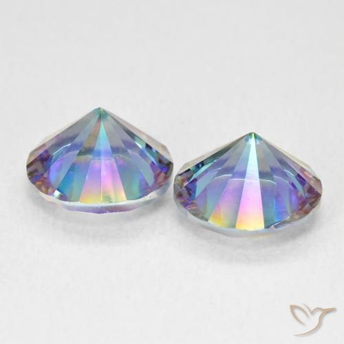 Gemas de Cuarzo Místico Azul multicolor natural de 3.24 ct, Redondo, VVS-VS