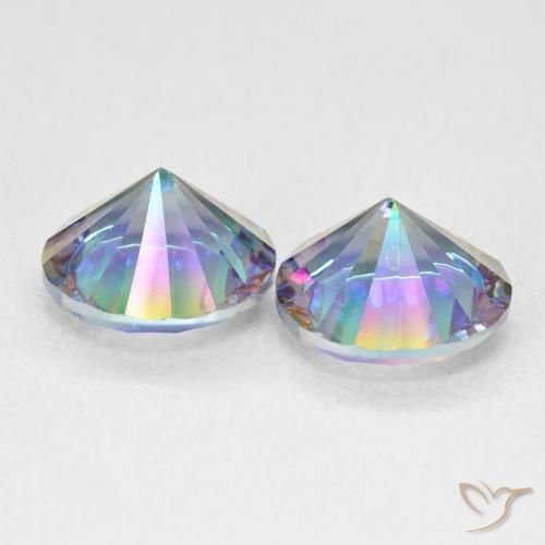 Gemas de Cuarzo Místico Azul multicolor natural de 3.26 ct, Redondo, VVS-VS