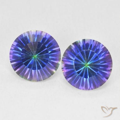 3.46ctw Natural Azul multicolor Cuarzo Místico, Redondo, VVS-VS
