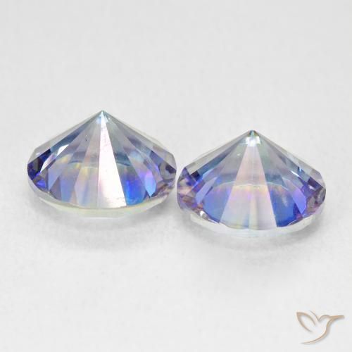 Gemas de Cuarzo Místico Azul multicolor natural de 3.46 ct, Redondo, VVS-VS