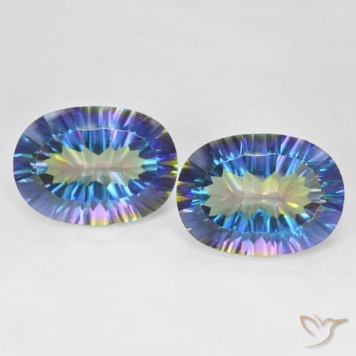 Gemas de cuarzo místico multicolor natural de 25,03 ct, corte óvalo, VS