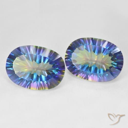 Gemas de cuarzo místico multicolor natural de 25,03 ct, corte óvalo, VS