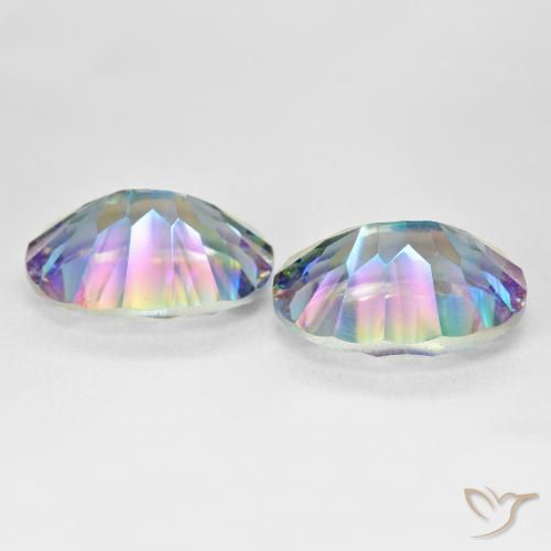 Gemas de cuarzo místico multicolor natural de 25,03 ct, corte óvalo, VS