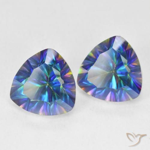 Gemas de Cuarzo Místico Azul multicolor natural de 5.35 ct, Trillón, VVS-VS