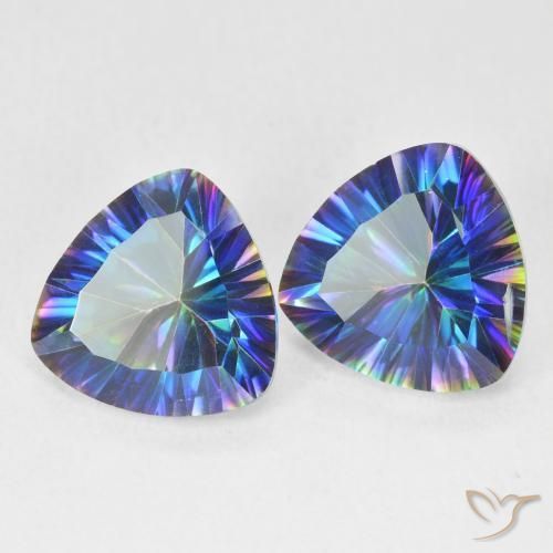 Gemas de Cuarzo Místico Azul multicolor natural de 6.06 ct, Trillón, VVS-VS