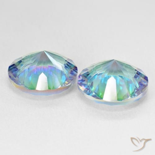 Gemas de Cuarzo Místico Azul multicolor natural de 10.50 ct, Redondo, VVS-VS