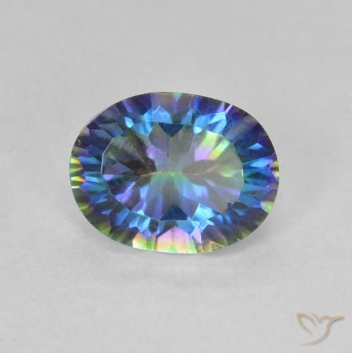 Cuarzo Místico Multicolor natural de 1.84 ct, Corte Óvalo, VVS-VS