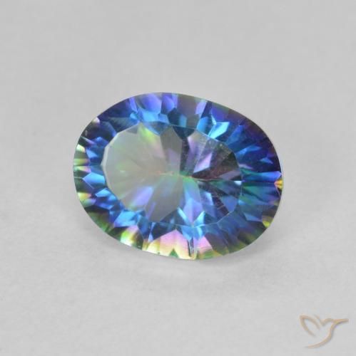 Cuarzo Místico Multicolor natural de 1.84 ct, Corte Óvalo, VVS-VS