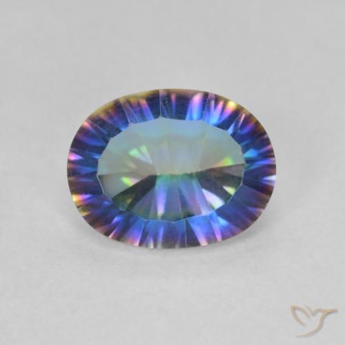 1.64ct Natural Multicolor Cuarzo Místico, Ovalada, VVS-VS