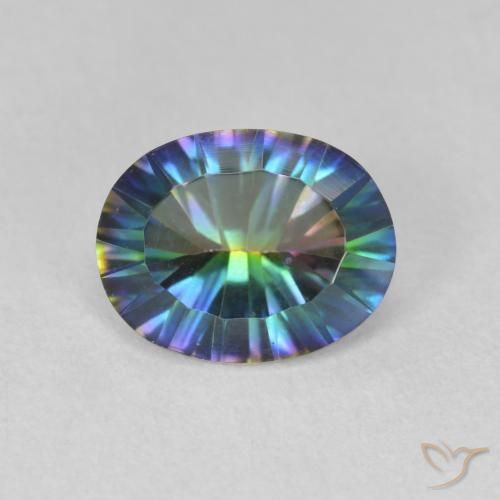 1.60ct Natural Multicolor Cuarzo Místico, Ovalada, VVS-VS