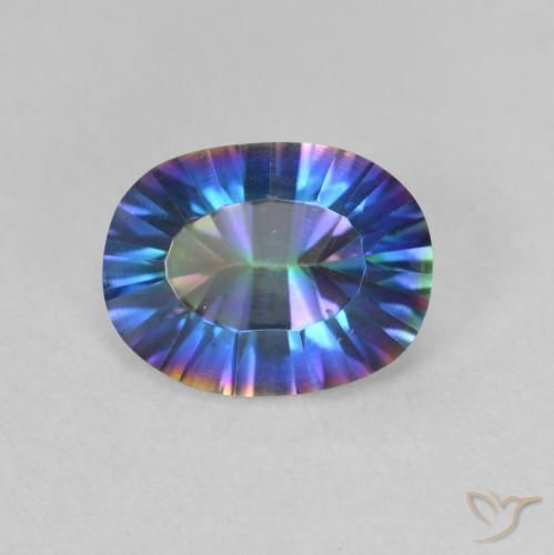 1.66ct Natural Multicolor Cuarzo Místico, Ovalada, VVS-VS