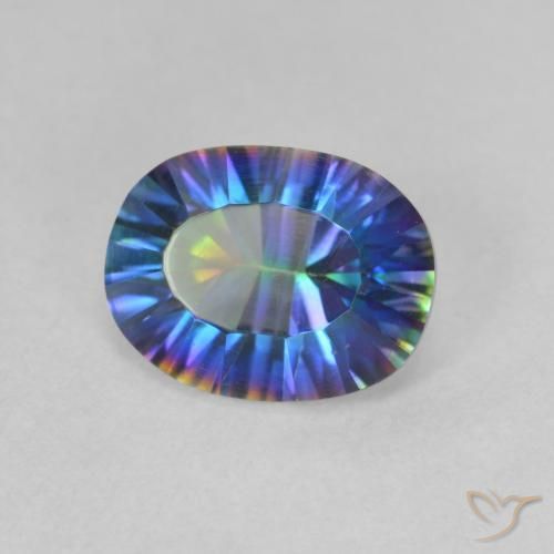 Cuarzo Místico Multicolor natural de 1.66 ct, Ovalada, VVS-VS