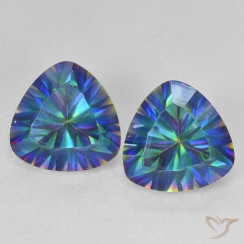 3.74ctw Natural Azul multicolor Cuarzo Místico, Trillón, VVS-VS