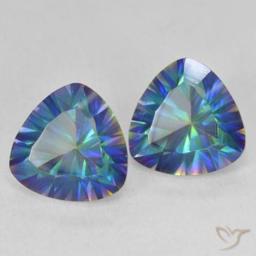 Gemas de Cuarzo Místico Azul multicolor natural de 3.74 ct, Trillón, VVS-VS