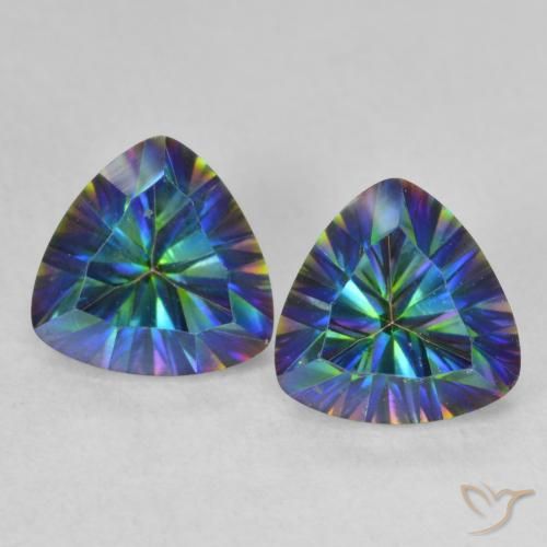 2.28ctw Natural Azul multicolor Cuarzo Místico, Trillón, VVS-VS