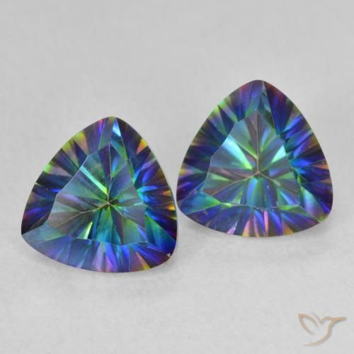 Gemas de Cuarzo Místico Azul multicolor natural de 2.28 ct, Trillón, VVS-VS