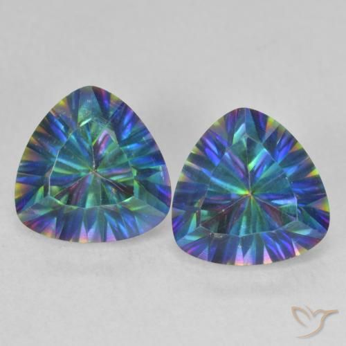 Gemas de cuarzo místico multicolor natural de 3,64 ct, trillón, VVS-VS
