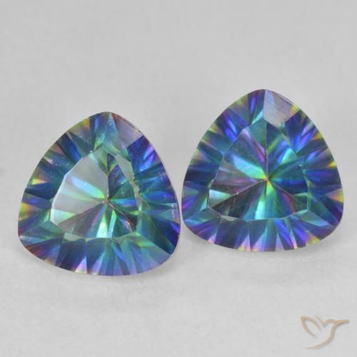 Gemas de cuarzo místico multicolor natural de 3,64 ct, trillón, VVS-VS