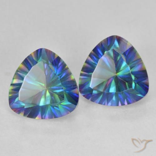 Gemas de Cuarzo Místico Multicolor natural de 3.60 ct, Trillón, VVS-VS