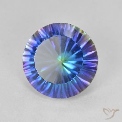 Cuarzo Místico Multicolor natural de 3.19 ct, Redondo, VVS-VS