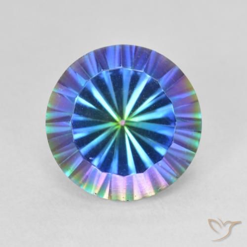 Cuarzo místico multicolor natural de 3,76 ct, corte redondo, VVS-VS