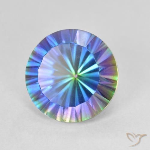 Cuarzo místico multicolor natural de 3,76 ct, corte redondo, VVS-VS
