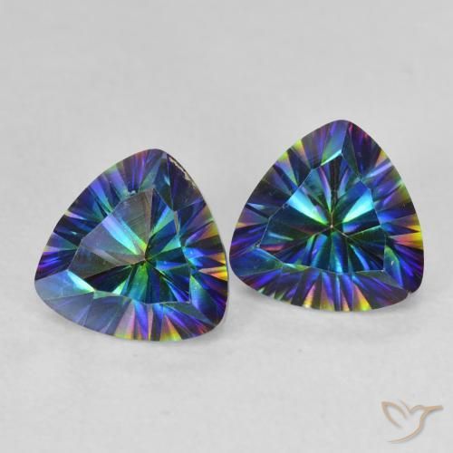 Gemas de Cuarzo Místico Multicolor natural de 2.28 ct, Trillón, VVS-VS