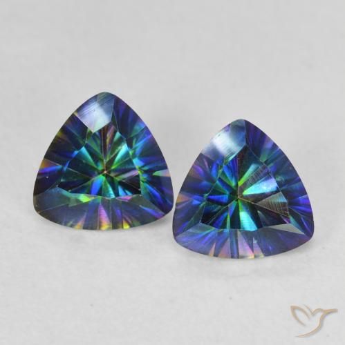 Gemas de Cuarzo Místico Multicolor natural de 1.38 ct, Trillón, VVS-VS