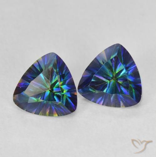 Gemas de Cuarzo Místico Multicolor natural de 1.38 ct, Trillón, VVS-VS
