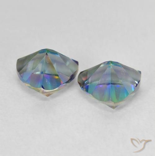 Gemas de Cuarzo Místico Multicolor natural de 1.38 ct, Trillón, VVS-VS