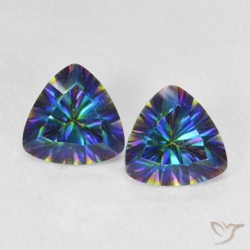 1.41ctw Natural Multicolor Cuarzo Místico, Trillón, VVS-VS
