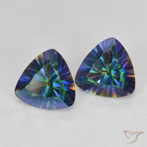 Gemas de Cuarzo Místico Multicolor natural de 1.42 ct, Trillón, VVS-VS