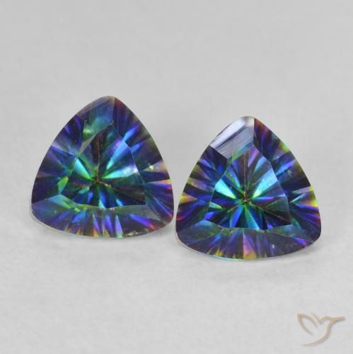 Gemas de Cuarzo Místico Multicolor natural de 1.45 ct, Trillón, VVS-VS