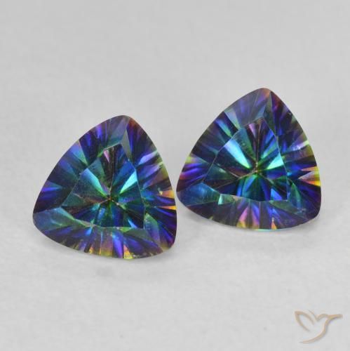 Gemas de Cuarzo Místico Multicolor natural de 1.45 ct, Trillón, VVS-VS