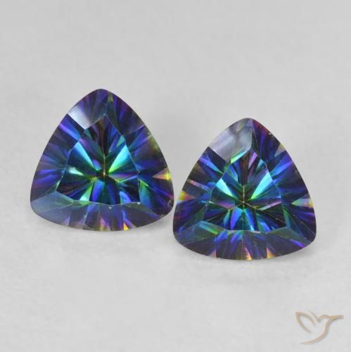 Gemas de cuarzo místico multicolor natural de 1,44 ct, trillón, VVS-VS