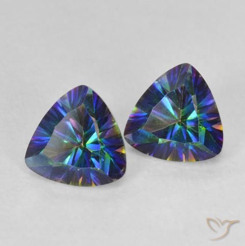 Gemas de cuarzo místico multicolor natural de 1,44 ct, trillón, VVS-VS