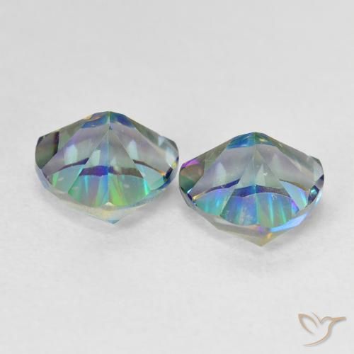 Gemas de Cuarzo Místico Multicolor natural de 2.25 ct, Trillón, VVS-VS