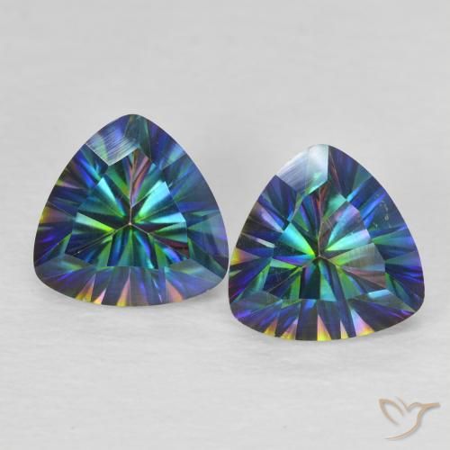 2.25ctw Natural Azul multicolor Cuarzo Místico, Trillón, VVS-VS